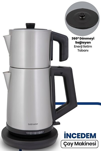 GOLDMASTER Incedem Drip-Free Mouth Steel Tea Maker And Kettle Inox