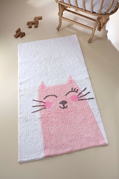 İrya Kitty %100 Pamuk Çocuk Odası Halısı Pembe 80x150