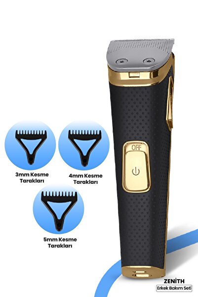 GOLDMASTER Zenith Çift Port Şarj Girişli Kablolu Kablosuz Kullanım Erkek Bakım Seti