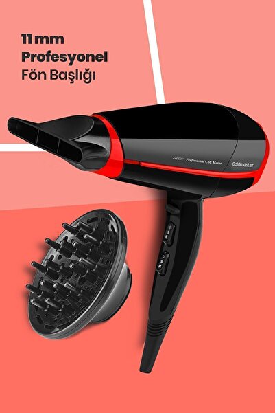 GOLDMASTER Serena 2400 Watt Ac Motorlu Hız Ve Isı Ayarlı Profesyonel Difüzörlü Saç Kurutma Fön Makinesi