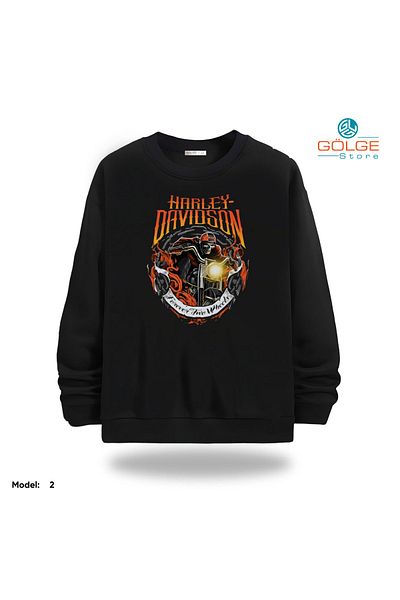 Gölge Store Motorcycles Chest Printed Slimfit Crew Neck 2 Thread Unisex Sweatshirt