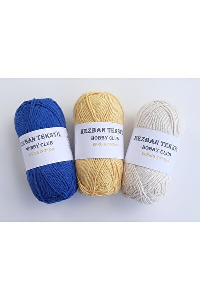 TıkTık AL 3lü %100 Pamuk Punch (panç) Ve Amigurumi Ipi Seti (saks-sarı-krem)