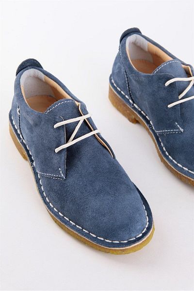 NILUFARR Lana Navy Blue Suede Genuine Leather Women's Casual Shoes
