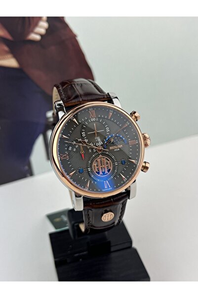 Hislon Men's Classic Leather Strap Wristwatch - 5 ATM Waterproof