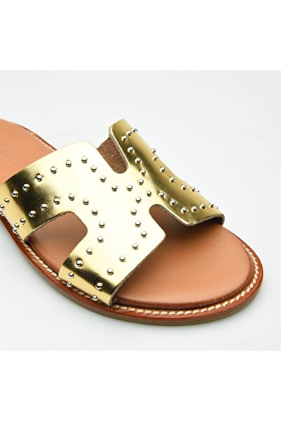 NILUFARR Wonder Золоті жіночі тапочки з натуральної шкіри