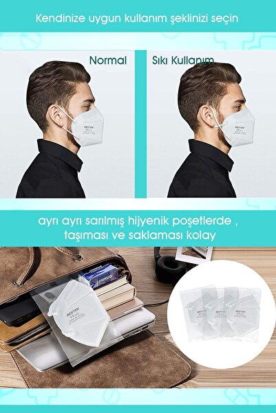 AKESO Ffp2 Nr Meltblown Maske 15 Adet Her Biri 5 Katlı Tekli Poşet Paketlerde...