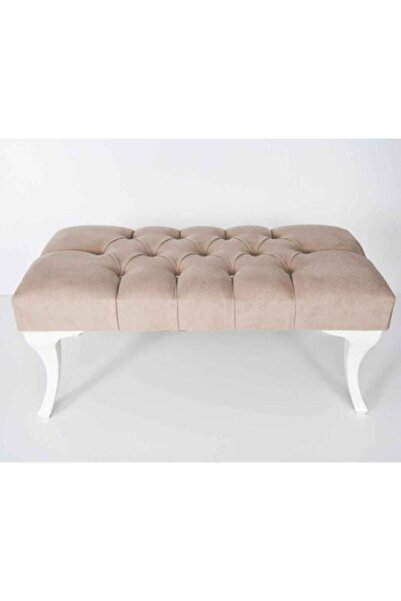 bensimo Puf Ayak Ucu Kapitoneli Kapı Önü Antre Bench Puf Krem