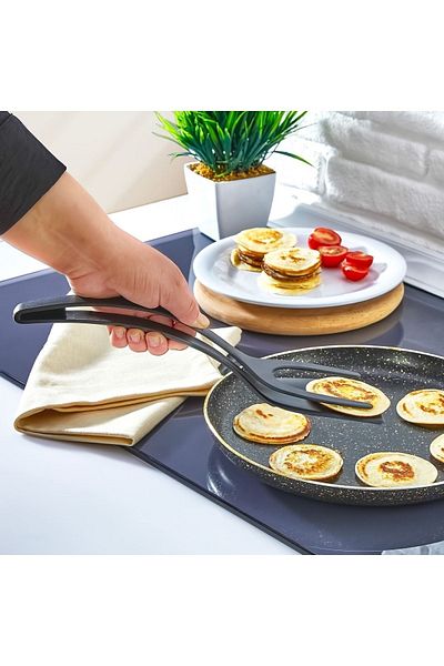 FERAH PLASTİK Fireproof Non-Stick Teflon Tong Spatula - Resistant Up to 220 Degrees