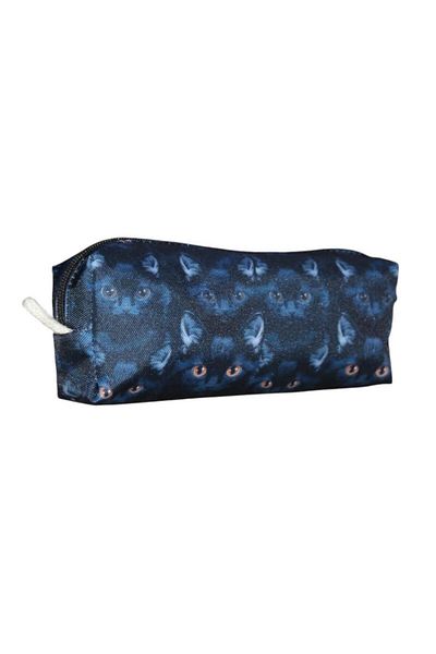 Nostaljik Lezzetler School and Makeup Bag - Black Cat Patterned Sweet Pen Holder