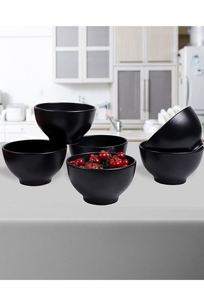 Keramika 6 Pieces 14 Cm Bowl Rhodes Matte Black Granite