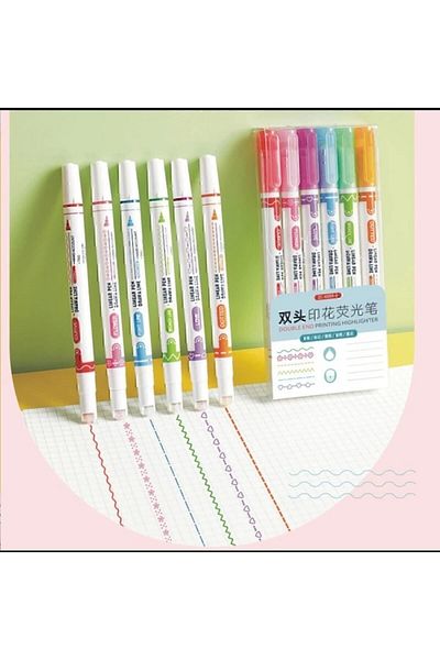 Yağmurella Patterned Cylinder 6 Shape Drawing Pen Set of 6