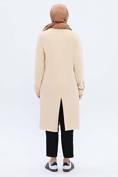 ALLDAY Beige Cotton Back Slit Epaulette Tunic