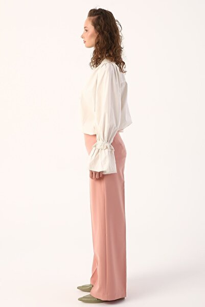 ALLDAY Pudra01 Wide Leg Trousers with Iron Traces
