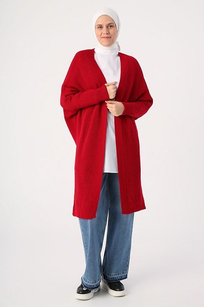 ALLDAY Red Open Front T-sleeve Knitwear Cardigan