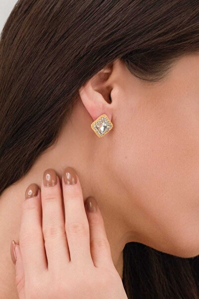 MRK Küçük Kare Zirkon Taşlı Abiye Kadın Küpe