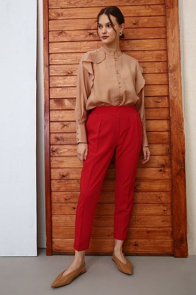 ALLDAY Red Pocket Elastic Waist Trousers