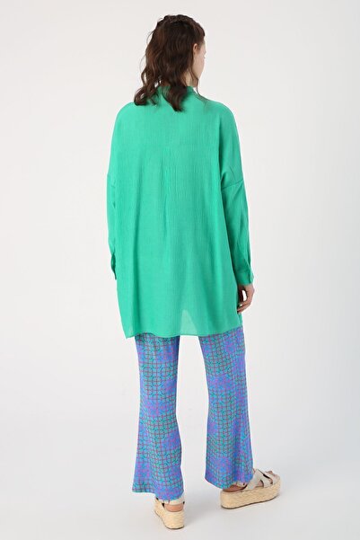 ALLDAY Yeşil Cepli Hakim Yaka Gömlek Tunik