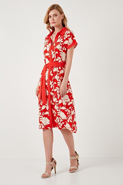 Lela Сукня міді гоммелька з поясом ELBISE 66924552S4 Regular Fit з поясом ELBISE 66924552S4