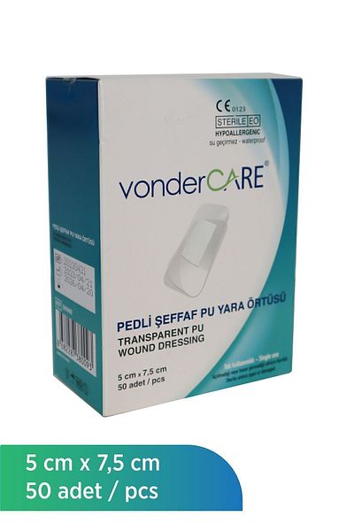 vonderCARE Transparent Sterile Transparent Wound Cover with Pad (5cm x 7.5cm)