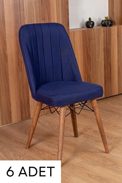 BERAZZİ Jev Serisi Mutfak Sandalyesi , Yemek Sandalyesi , 6 Adet Lacivert San...