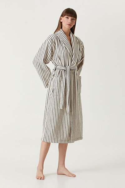 İrya 100% Cotton Women's Bathrobe - Yarn Dyed