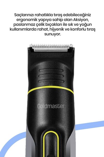 GOLDMASTER Aksiyon Islak & Kuru 17 Kademeli 10 In 1 Standlı Erkek Bakım Seti