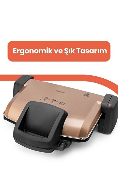 GOLDMASTER Tadım Gold 1800 Watt Çıkarılabilir Plakalı Kademe Ve Isı Ayarlı Tost Ve Izgara Makinesi