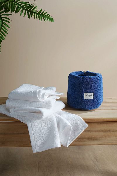 İrya Petrol Blue - Prosoape de mână Ecru cu 4 buchete 4/30x50 cm