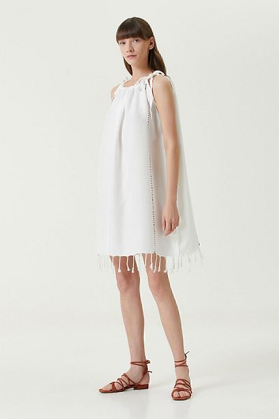 İrya Serene Shirred Beach Dress - Μαύρο Διχτυωτό Ανοιχτό