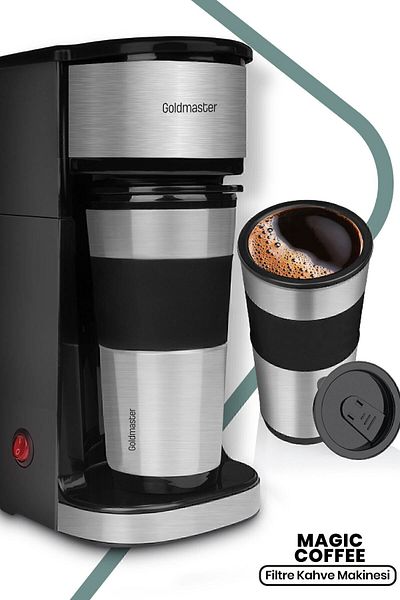 GOLDMASTER Magic Coffee Personal Filter Coffee Machine with Thermos Cup In-6310