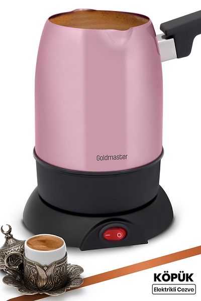 GOLDMASTER Foam Mother of Pearl Pink Double Mouth Stainless Steel Electric Coffee Pot