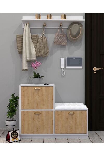 KONAK EV EŞYALARI Cardenas Portmanto,Ayakkabılık,MDF,Çok Amaçlı Dolap,Minderl...