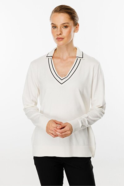 Butik Triko Knitwear Shirt Collar Blouse