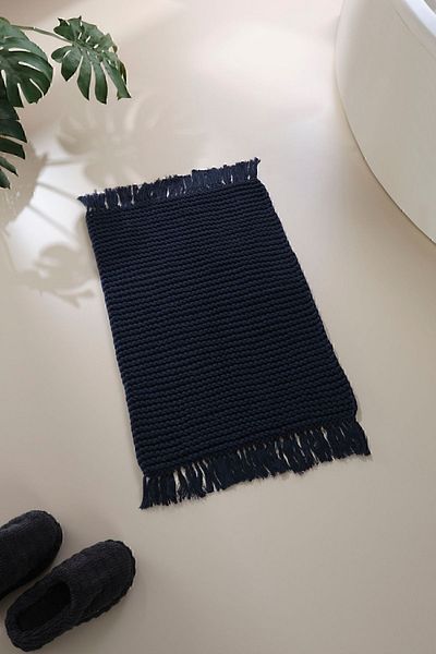 İrya Πλεκτό χειροποίητο πατάκι μπάνιου Lavish 100% βαμβακερό Navy Blue 50x70