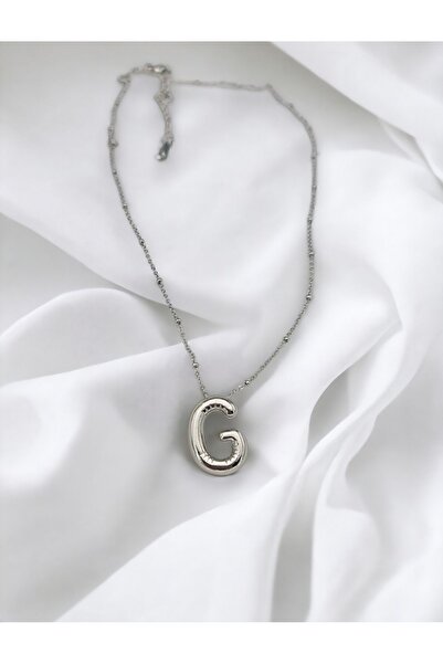 Novas Silver Balon G Harf Kolye 316 L Çelik Paslanmaz