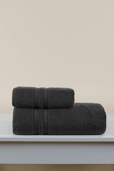 İrya Serenity Anthracite Premium Towel Set - 100% Cotton, Set of 2, 50x90 and 70x140