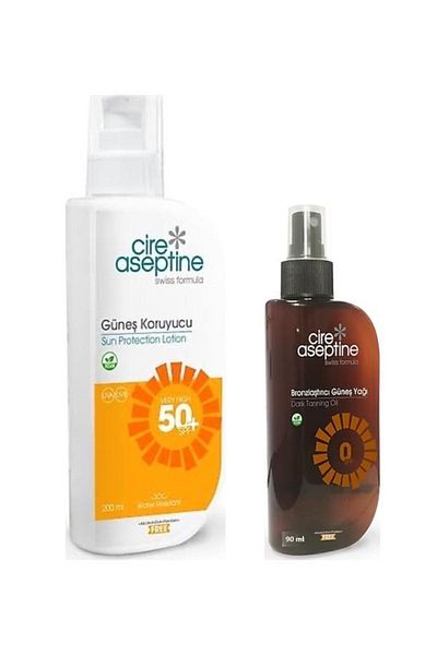 CIRE ASEPTINE Sunscreen 50 Spf 200ml + Bronzing Sun Oil 0 Spf 90ml