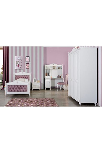 CaddeYıldız White Romantic 4 Kapılı Genç Odası
