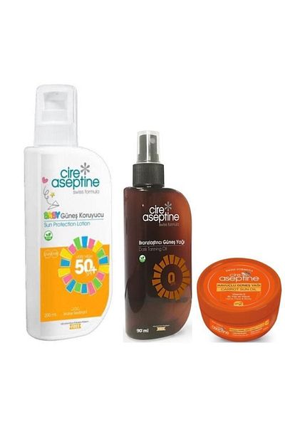 CIRE ASEPTINE Sun Oil 50 Spf 200ml+Bronzing Sun Oil 0 Spf 90ml+Carrot Sun Oil 2 Spf 10