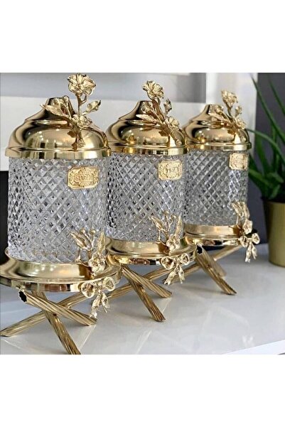 Genel Markalar 1kg Kristal Ayaklı Lüx Kavanoz Seti