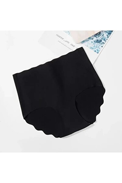 SWEETKORSE Slip din mătase de gheață, elastic, cu talie înaltă, fără urme - negru, transparent, fără sudură, elastic subțire, respirabil