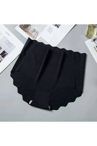 SWEETKORSE Slip din mătase de gheață, elastic, cu talie înaltă, fără urme - negru, transparent, fără sudură, elastic subțire, respirabil
