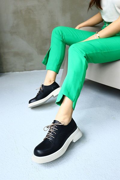 NILUFARR Gizia Black Genuine Leather Women's Casual Shoes