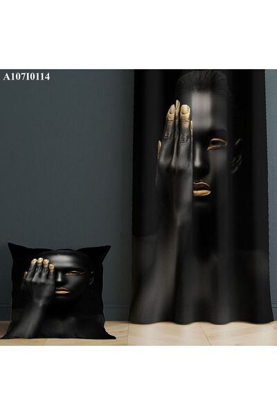 A2ZTR Dijital Baskılı Fon Perde ( Tek Kanat ) Ve Kırlent Kılıfı