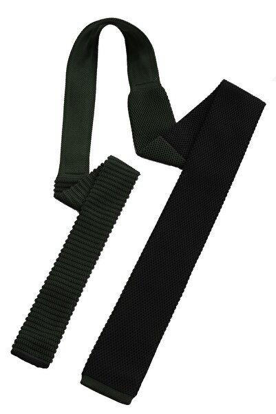 La Pescara Ανδρική μαύρη - πράσινη απλή πλεκτή γραβάτα ÖR8280 KRVT8690002221432