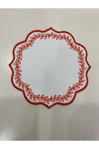 İNCİ ÇEYİZ 6 Different Colors Linen Fabric Leaf Pattern Embroidered Coffee Side Cocktail Napkin & Coasters