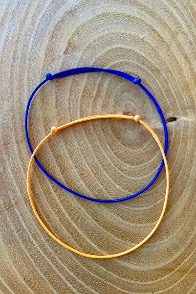 Shepidi Sarı lacivert  kaydırmalı kilit örgü taraftar bilekliği