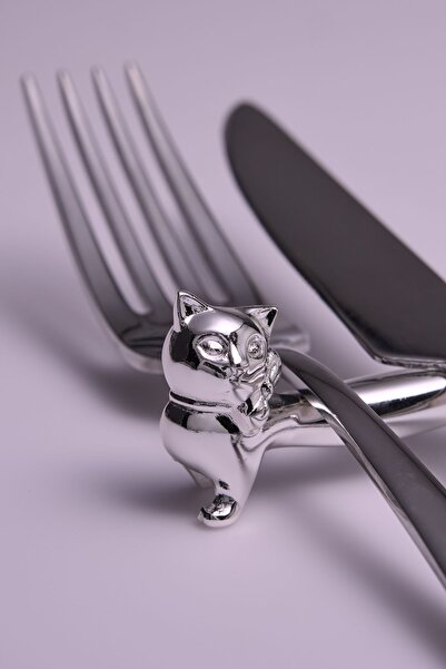 Milenyum Metal Brisingamen Gümüş Kaplama Figürlü 6'lı Bıçak Dayama Seti