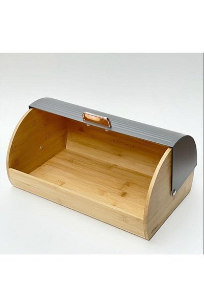 AROW Bamboo Gray Luxury Bread Rack with Metal Rail System Cover Dgdk7767 Fma03744