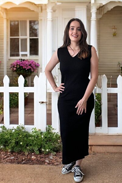 Entropy Yatay Çizgili Fileli Triko  Takım  -  Siyah